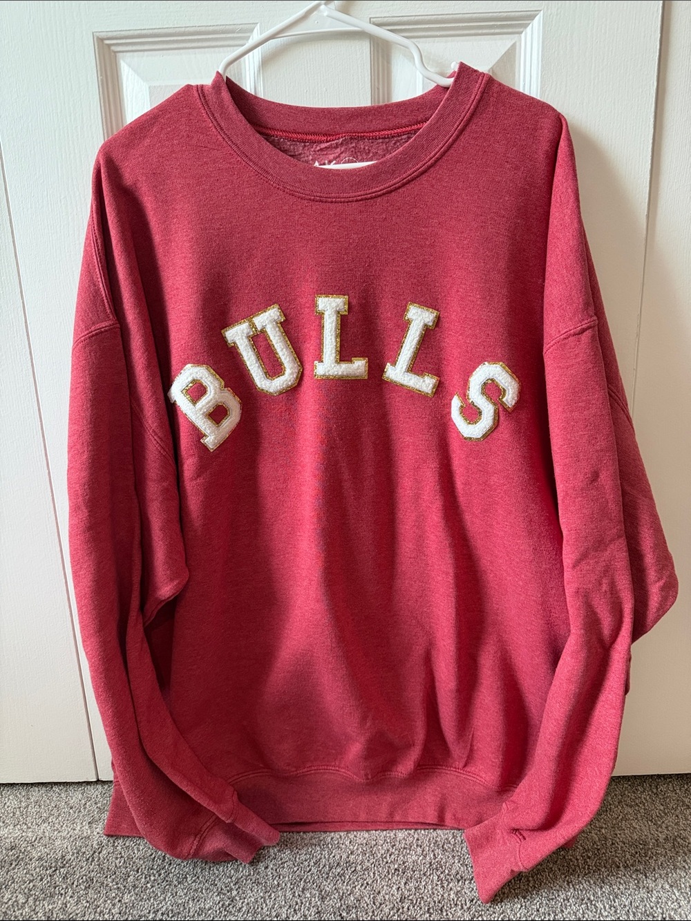 Women’s Red 'BULLS' Crewneck Sweatshirt - Unbranded